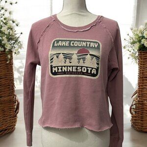 Techstyles California Dusty Pink Lake Country Minnesota Graphic Sweatshirt‎ S